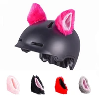 2pcsset motorcycle cute plush cat ears motocross full face off road helmet decorative accessories sticker cosplay auto styling