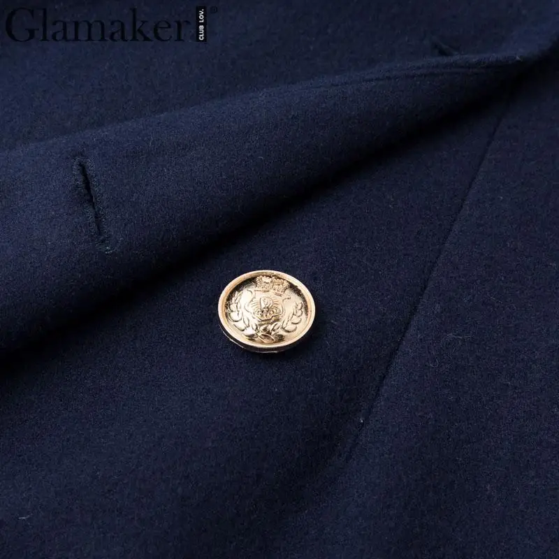 Glamaker, одноцветное шерстяное пальто с отложным воротником, Женское пальто с v-образным вырезом и пуговицами, элегантная женская куртка с длинным рукавом, осенне-зимнее сексуальное пальто