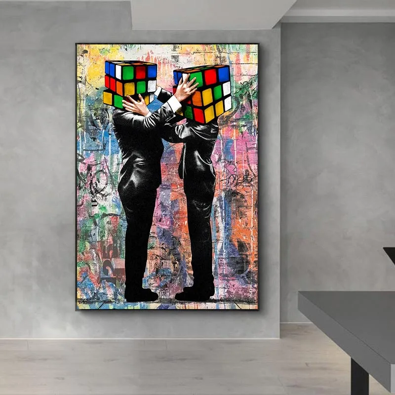 

Graffiti Magic Cube Street Art Canvas Print Painting Abstract Figure Wall Picture Modern Living Room Home Decoration Poster