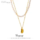 Yhpup богемное Подвеска из натурального пресноводного жемчуга ожерелье из нержавеющей стали ожерелье ручной работы Роскошные ювелирные изделия Подарок на годовщину 2021