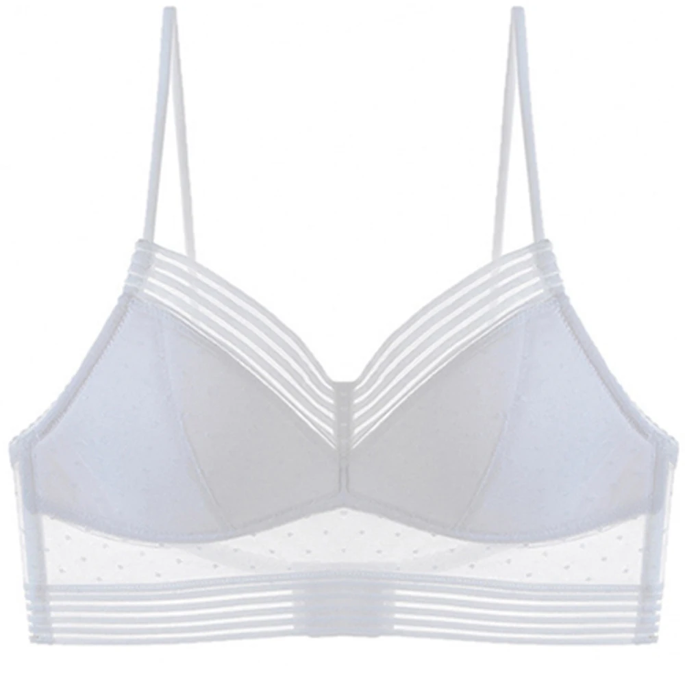 

Light Weight Lingerie Deep V Low Back Lace Bralette Thin Lingerie Top Polka Dot Adjustable Strap Breathable Underwear Women Bra
