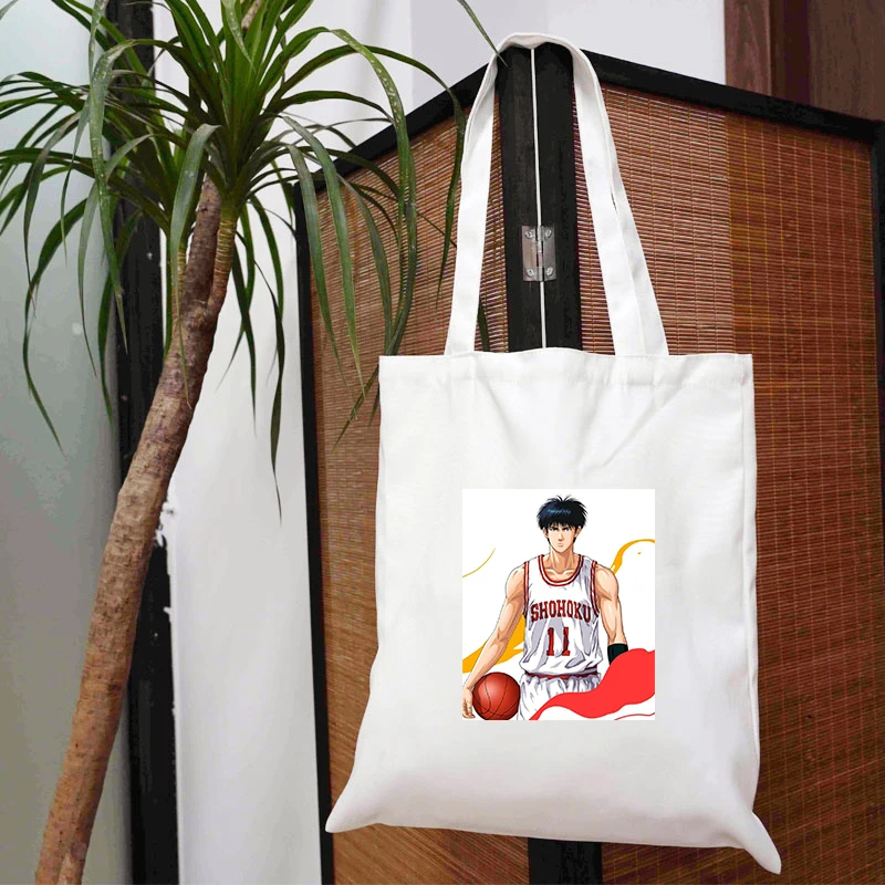 

Basketball Master Reusable Bag Tote Anime Mom Canvas Shopper Ecobag Designer Handbags Grocery Customizable Logo Summer Printed