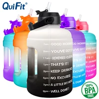 quifit water bottle 2 2l 73oz motivational with straw leakproof bpa free sports travel jug time marker help to lose weight