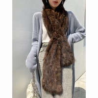 2021 high end fashion plush shawl scarf new russian real mink fur scarf shawl ladies winter natural mink fur knitted scarf shawl
