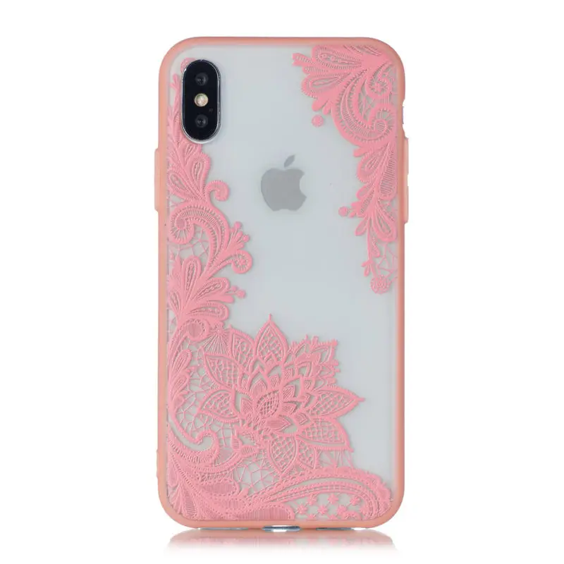 7 JFWEN чехол с кружевными цветами для iphone XS Max X 8 7 Plus XR Чехол Жесткий PC чехол для телефона s для iphone X 7 8 6S Plus 5 5S SE чехол - Цвет: 7