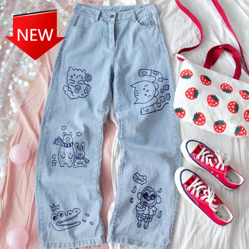 

Брюки женские свободные с завышенной талией, винтажные голубые джинсы-багги в стиле хип-хоп, прямые джинсовые штаны МОМ, уличная одежда в ст...