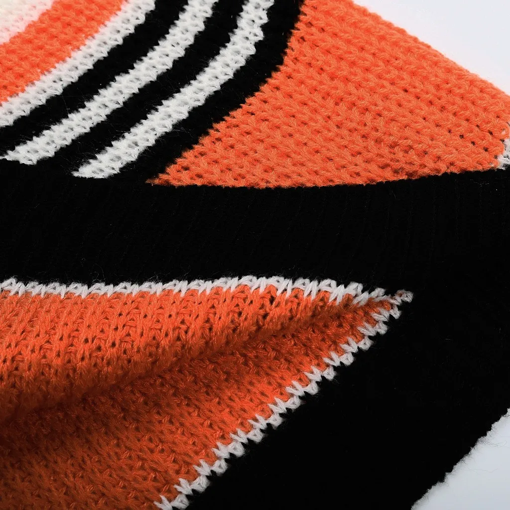 

Women Autumn Casual Knitted Sweater Fashion Striped Patchwork Long Sleeve Pullover Hollow Out Tops Sweater Female 2020 Z0826