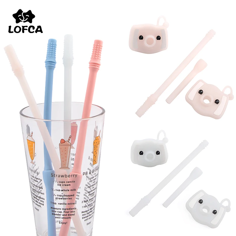 

LOFCA 1PC Silicone Baby Suction Hose Straw BPA Free Baby Drinking Elephant Reusable Straw Food Grade Folding Silicone Straw