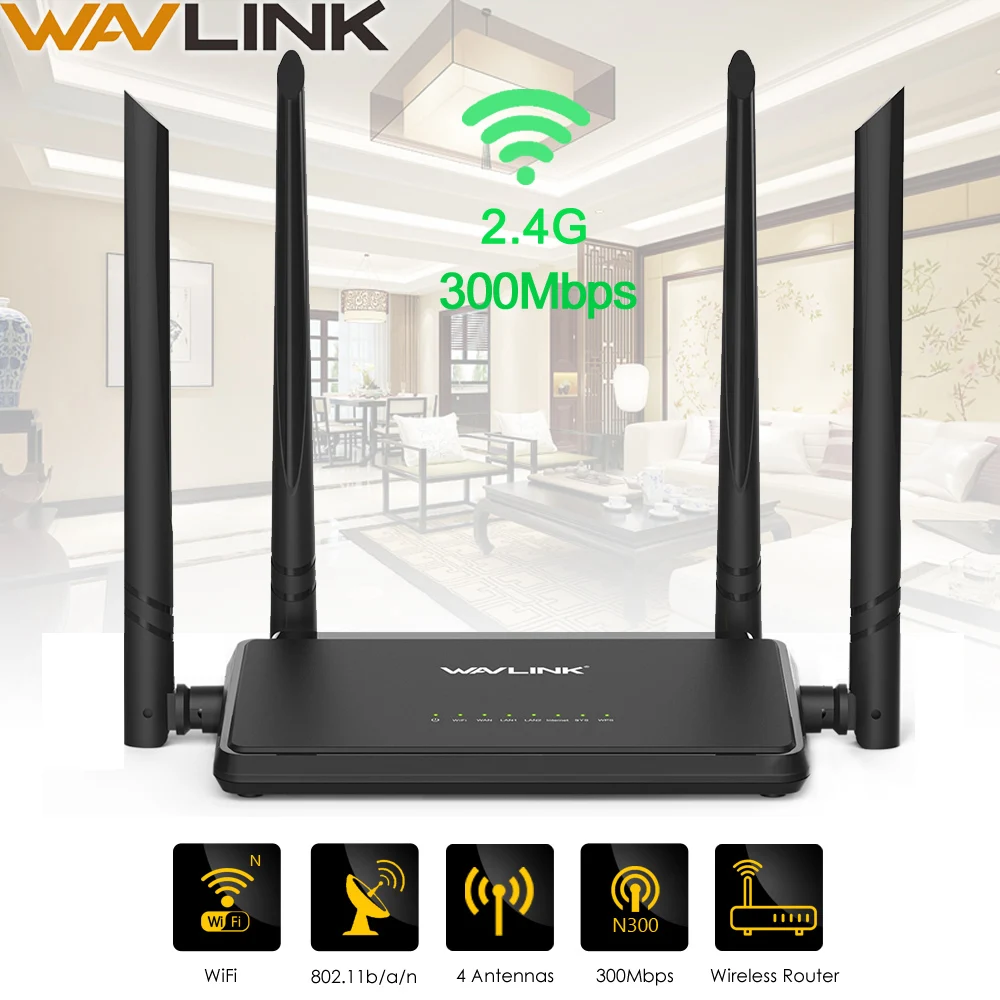 Беспроводной Wi-Fi роутер умный wifi повторитель/маршрутизатор/AP 300 Мбит/с расширитель диапазона с 4 внешними антеннами WPS кнопка IP QoS Wavlink