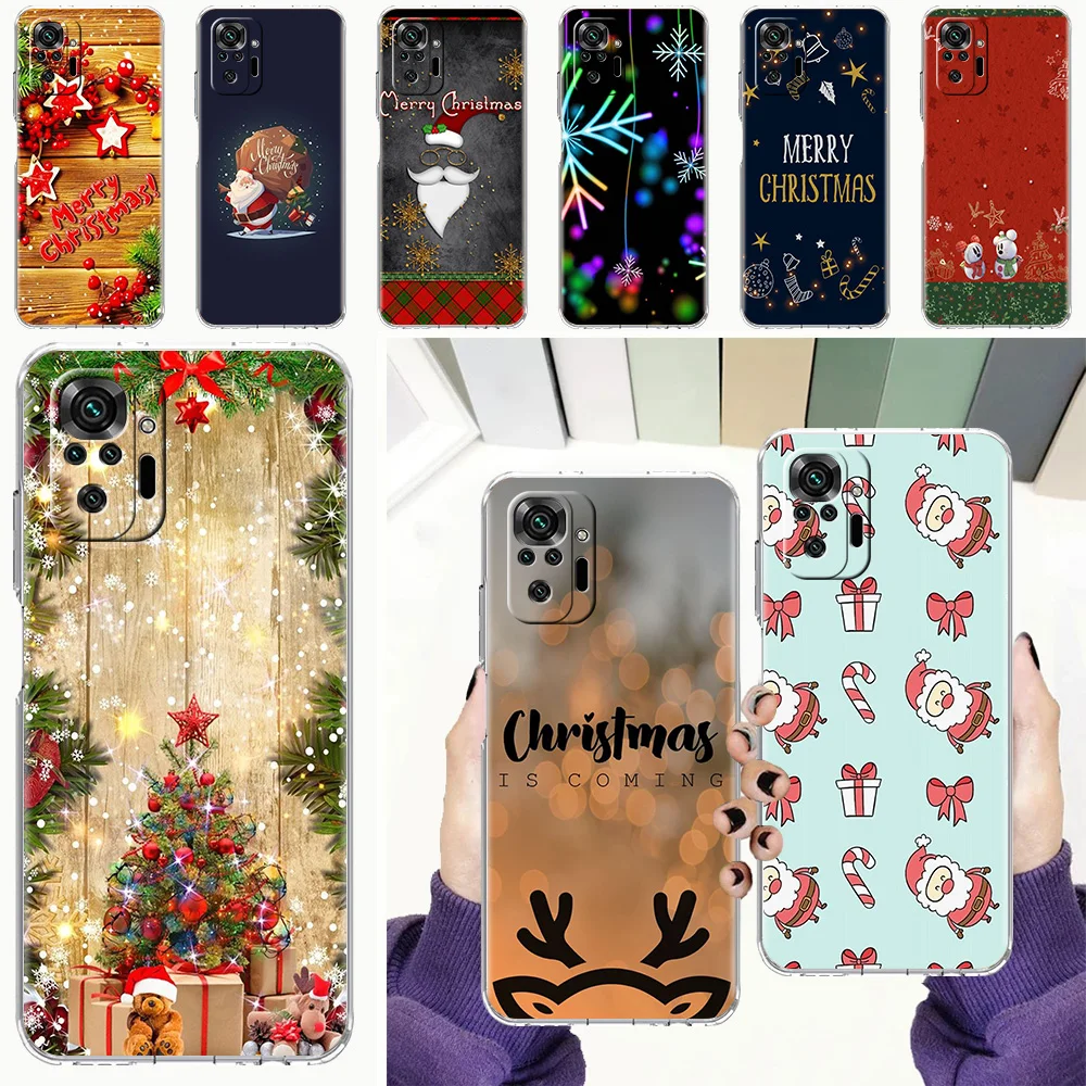 

Рождественский чехол для Xiaomi Redmi 8 8A 9A 9C 9 Note 7 8 8T 9 9S 10 Pro K40 Mi Poco X3NFC M3, прозрачный мягкий чехол из ТПУ