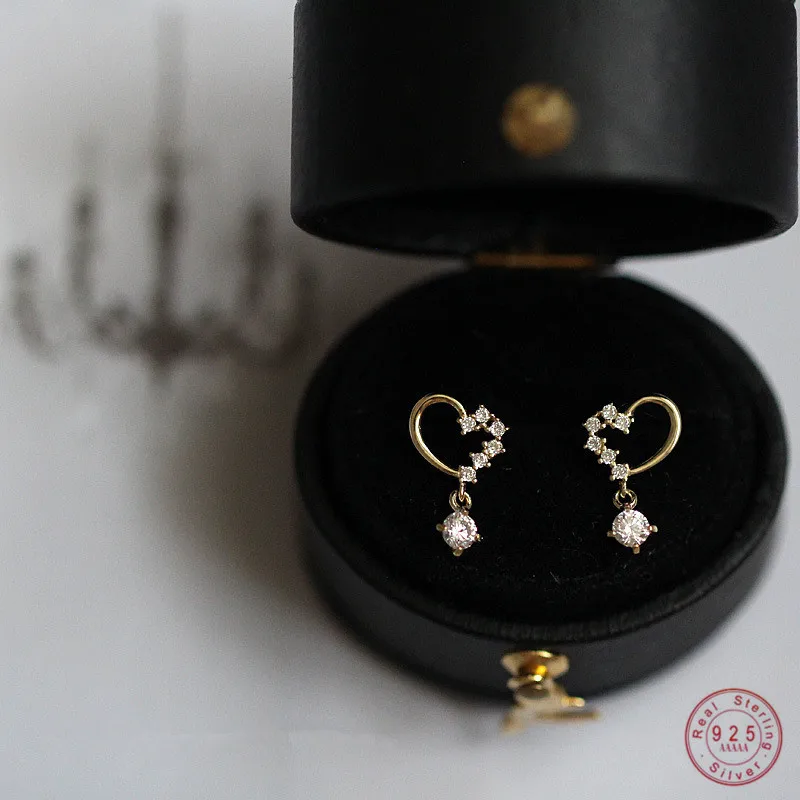 Женские Асимметричные геометрические серьги из стерлингового серебра 925 пробы с