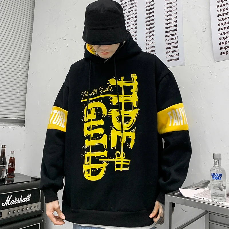 Толстовка мужская с капюшоном флисовая в стиле хип-хоп | Мужская одежда