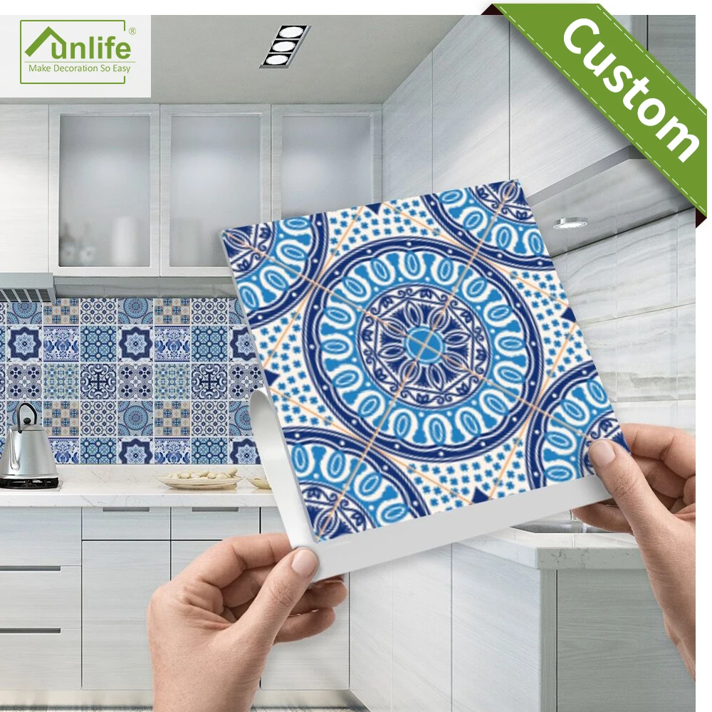 Funlife CUSTOM10/15/20/25/30 см самоклеящаяся белого и синего цветов фарфоровая плитка