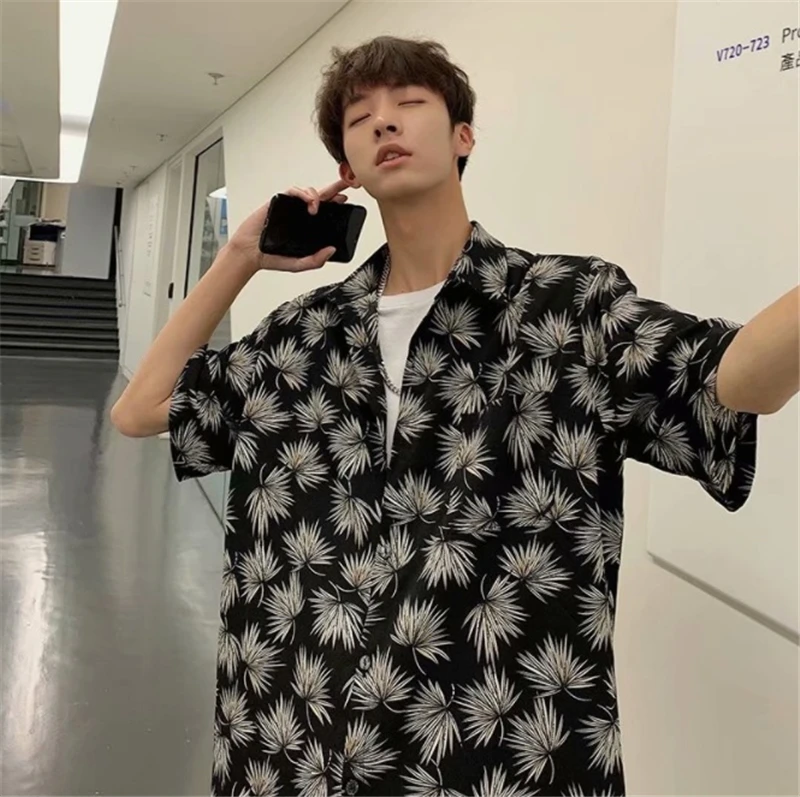 Рубашка в японском Корейском стиле с цветочным принтом летняя мода Asain тонкое
