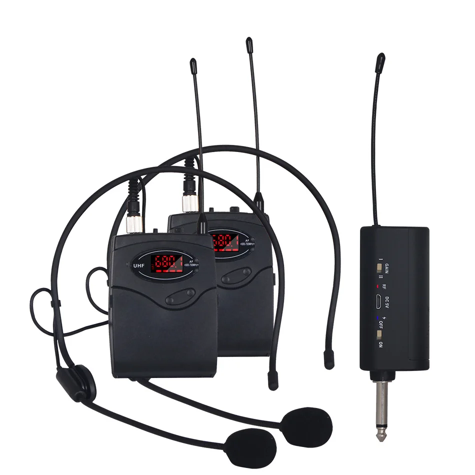 Беспроводная гарнитура UHF микрофонная система передатчик приемник портативный
