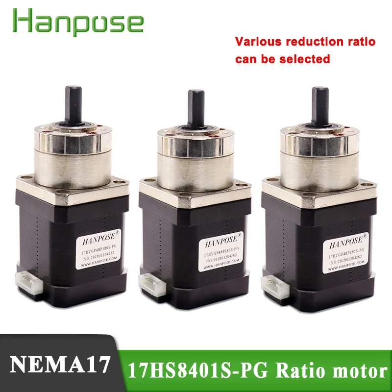 

3PCS Nema17 high precision decelerating motor transmission 17HS8401S-PG ratio 5.18:1 14:1 19:1 motor 4-lead for 3D printer