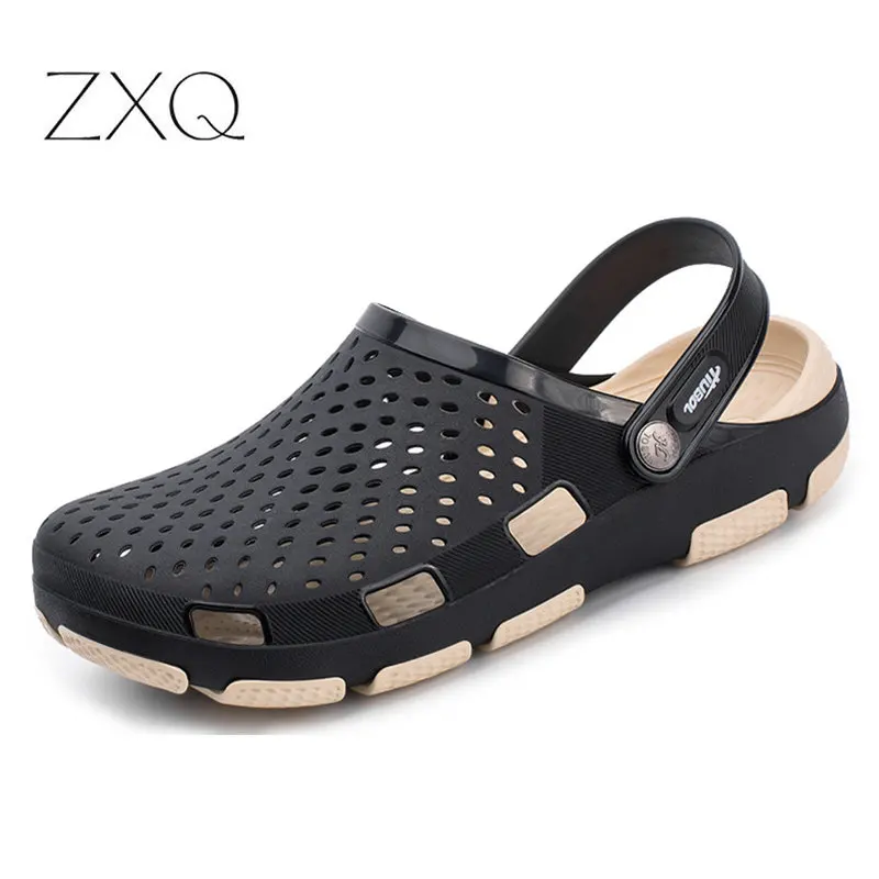 Сандалии мужские сетчатые дышащие пляжные шлепанцы без застежки летняя обувь с