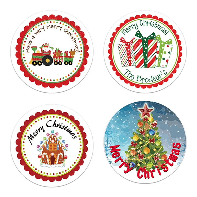 

Boe Narodzenie 500Pcs Merry Christmas Stickers Animals Snowman Trees Decorate Gift Box Label