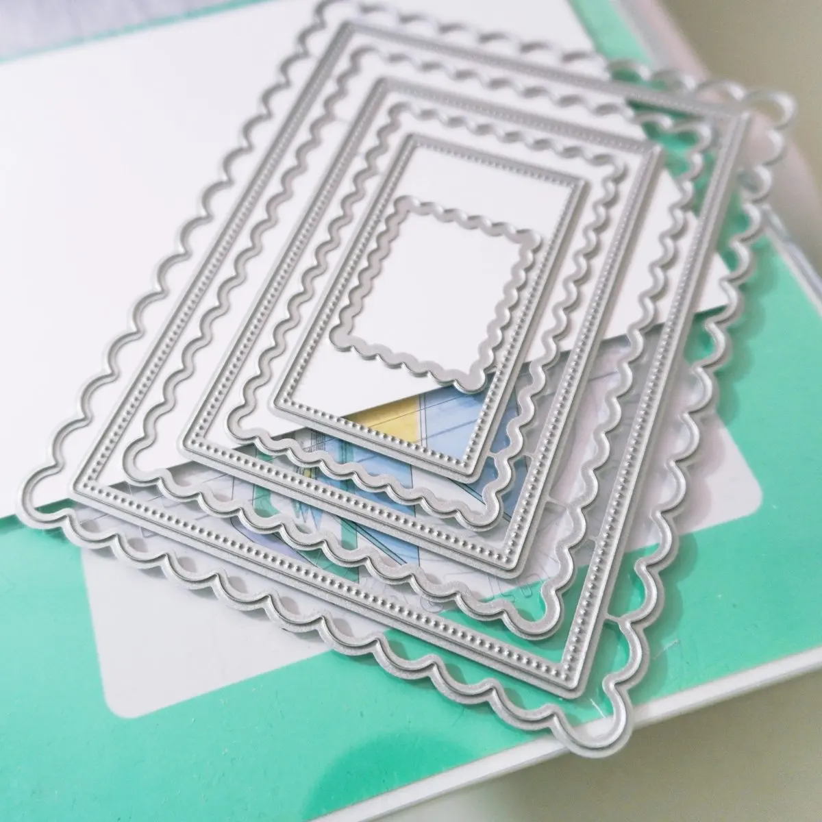 

2021 Arrival Scallops Wavy Rectangle Metal Cutting Dies New Various Card Scrapbook Paper Craft Knife Mould Blade Punch Cut Die