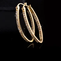 crystal micro inlaid hoop earrings yellow gold filled sexy women jewelry gift