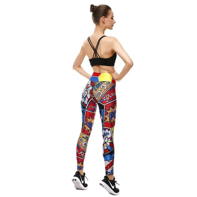 

high waist Floral pants tight stretch elastic thin graffiti color printing women leggings slim fit trousers summer thin pants