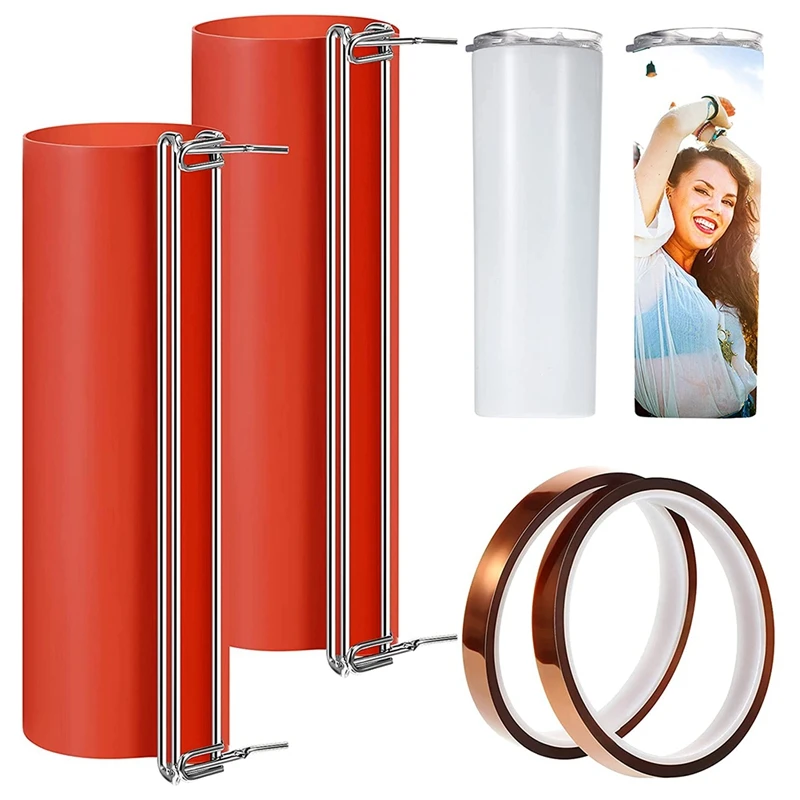 

2Pcs Mug 20 Oz Silicone Cup Clamp Cup with 2 Rolls Heat Resistant Tape for Printing Mugs Sublimation Transfer Supplies