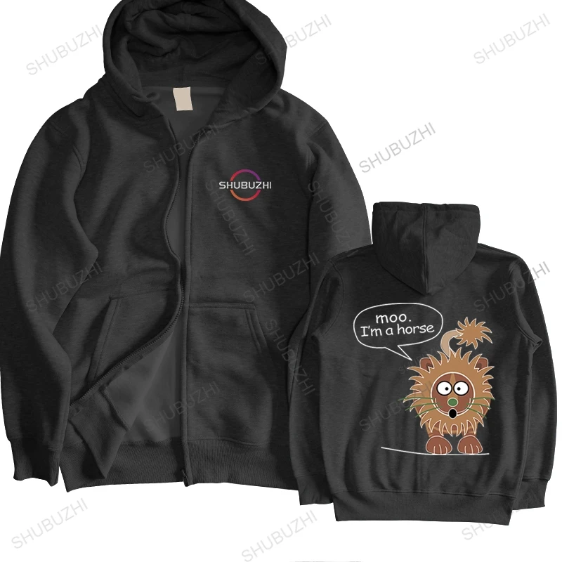 

Homme spring sweatshirts men fashion vintage hooded coat MOO I'M A HORSE man pullover balck cool teeange hoodie bigger size