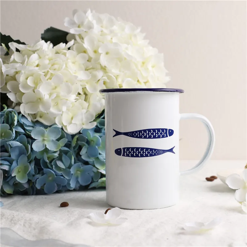 Стакан для пива синяя деревянная эмалированная чашка молока с высоким горлышком