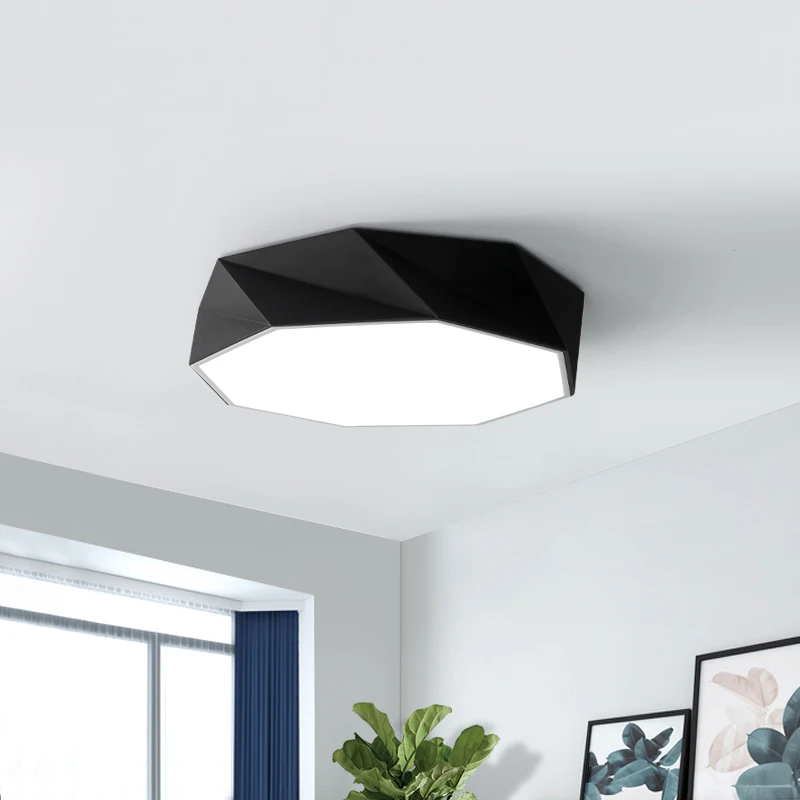 

ceiling led light Simple Black Geometric Nordic Living Room Bedroom Study LED Ceiling Light