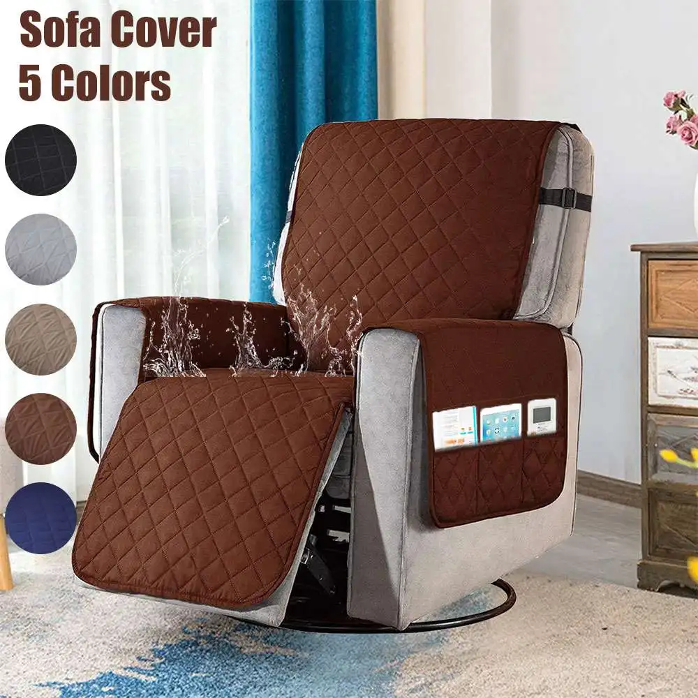 

Recliner Chair Slipcover Mat Anti Slip Waterproof Pet Sofa Couch Protective Furniture Protector Side Pocket Armchair Throw Cover