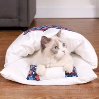 japanese cat bed winter removable warm sleeping bag deep sleep pet dog house s nest cushion with pillow ui89