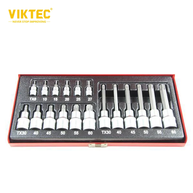 

Viktec 18pcs 1/4" and 1/2" Drive Torx Type Bit Socket Set