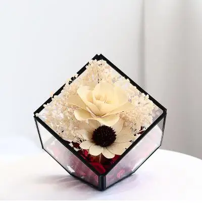 15x15x15cm Сушеный цветок, геометрическое стекло, покрытие, Цветочный дом, украшение дома, гостиной, вечерние, свадебные, Декор, домашний сад - Цвет: 15x15x15cm