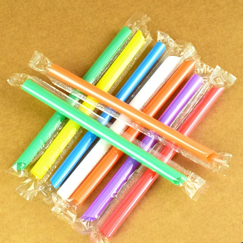 

100pcs Large Drinking Straws For Pearl Bubble Milk Tea Smoothie Party Plastic Bar Accessories Mixed Color individual package
