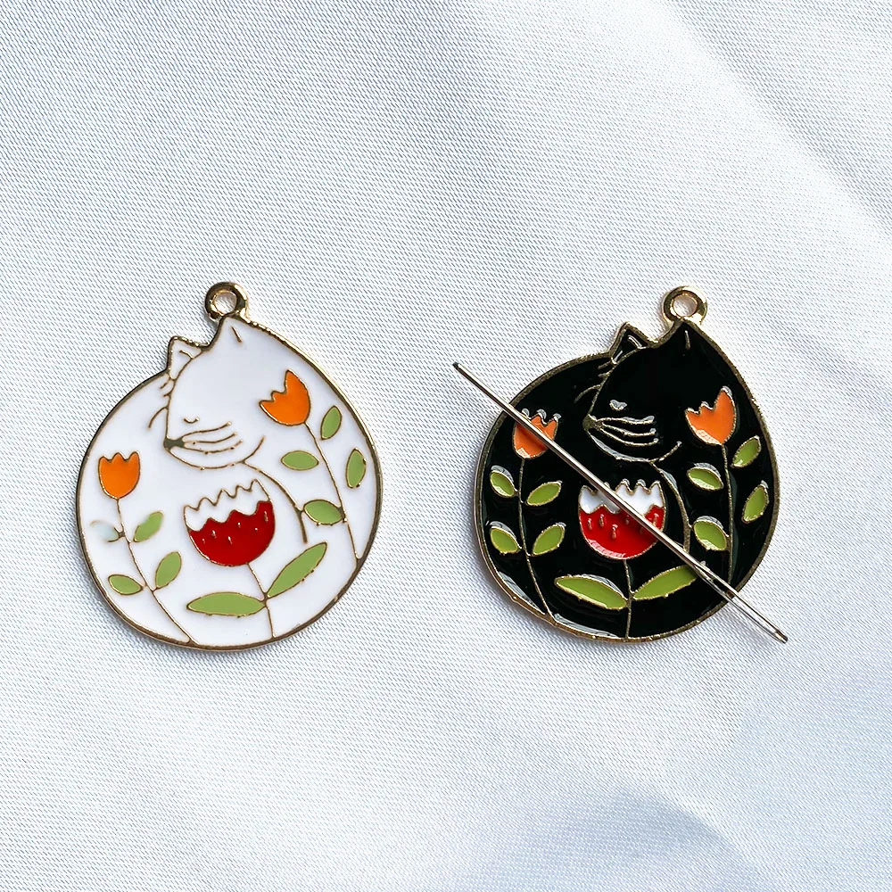 Милая Магнитная игла в виде спящего кота для вышивки крестиком держатель игл