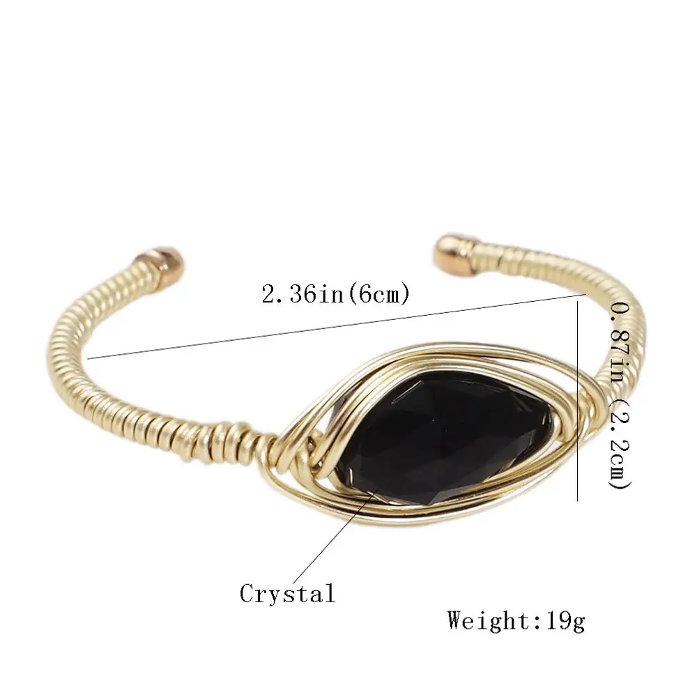 MANILAI ручной работы металлическая проволока большой кристалл браслет для женщин