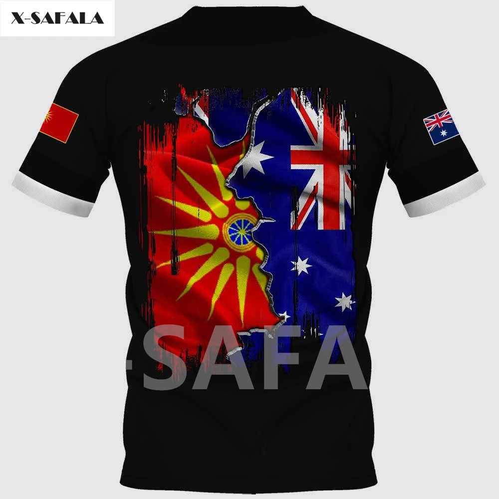 

Macedonia USA Skull Country Emblem Map Flag 3D Fashion All Over Printed Round Neck T Shirt Men Women Harajuku Casual Tee