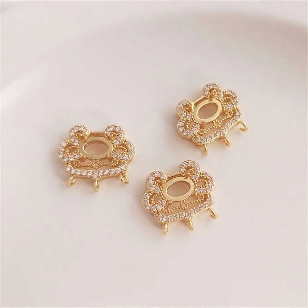 

14K Gold Filled Plated Micro-inlaid zircon Ruyi Ping an lock pendant ring face holder hand-hung bell hanging bead changming lock