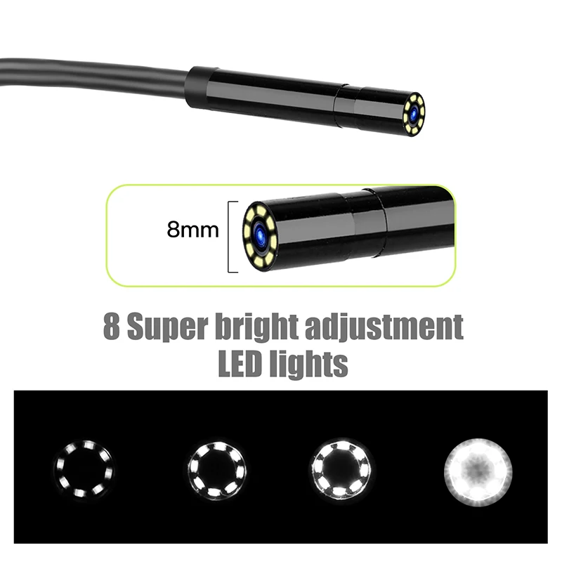 New Arrival Mini Waterproof Hard Cable Inspection HD1080P Camera 8mm USB Endoscope Borescope 8 LED Lights 4.3 Display 2/5/10m |