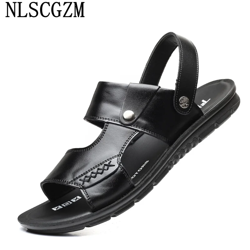 

Slides Designer Mens Sandals Genuine Leather Man Sandals 2023 Summer Beach Shoes Men Sandals Leather Luxury Zapatos De Hombre