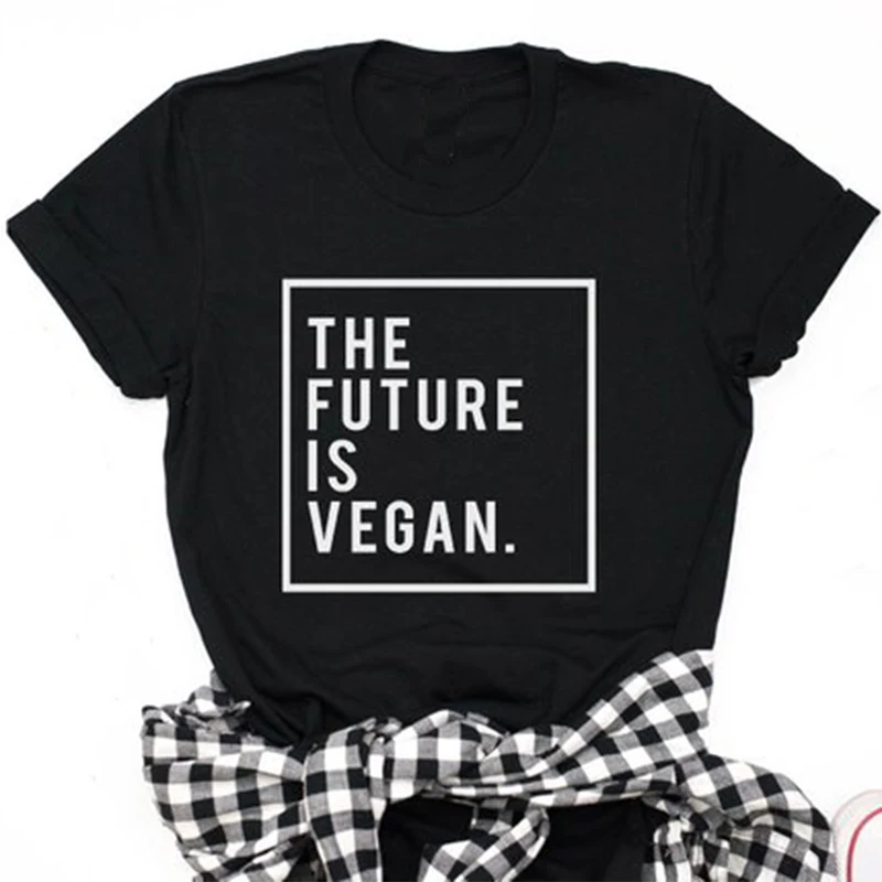 

Футболка размера плюс футболка Женские рубашки в винтажном стиле, рубашка футболка с надписью The Future-веганских материалов уличная принтовы...