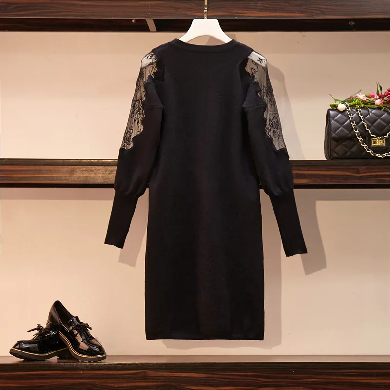 Женское трикотажное платье HAMALIEL свободное кружевное пуловер с длинным рукавом в