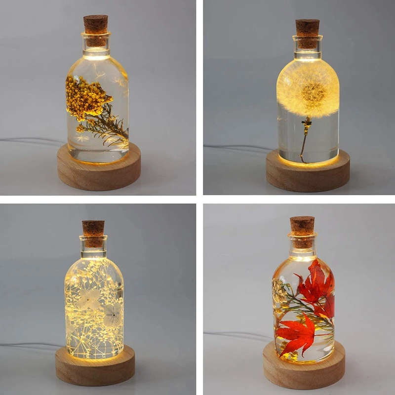 

Lamp Shade Mold,Bottle Shape Silicone Mold with Wooden Light Base and Wooden Stoppers for Casting Flower Specimen Decor