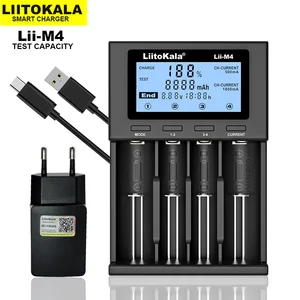 liitokala lii m4 18650 battery charger lcd display universal smart charger test capacity for 26650 21700 18500 aa aaa etc 4slot free global shipping