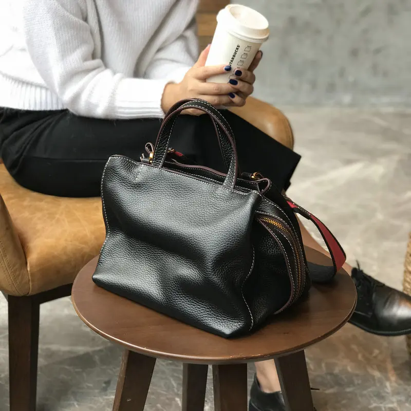 

Bags for Women fashion Simplicity Solid color High capacity Genuine Leather handbag One shoulder Messenger bag Tote