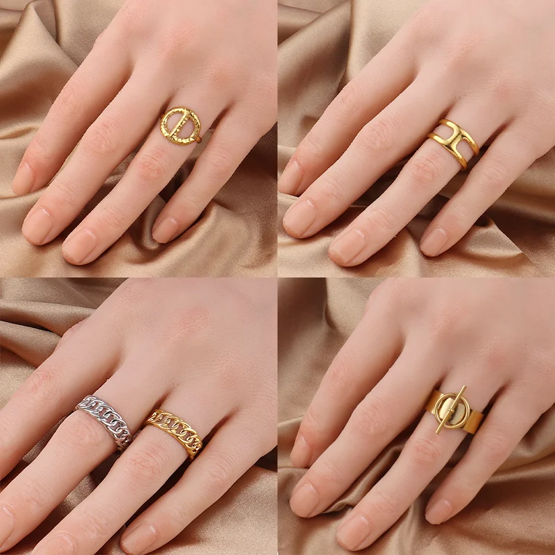 Кольца из нержавеющей стали для женщин преувеличенные кольца в ретро стиле с