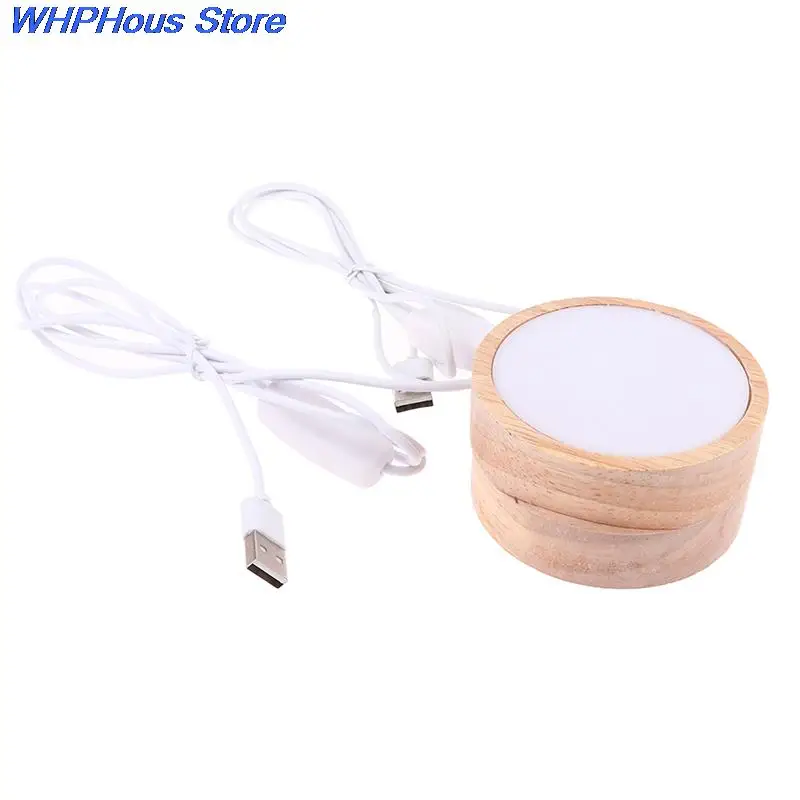

Hot 1PC Round Wooden LED Night Light Base Decorative Wooden Holder Display Stand For Crystals Glass Ball Decor