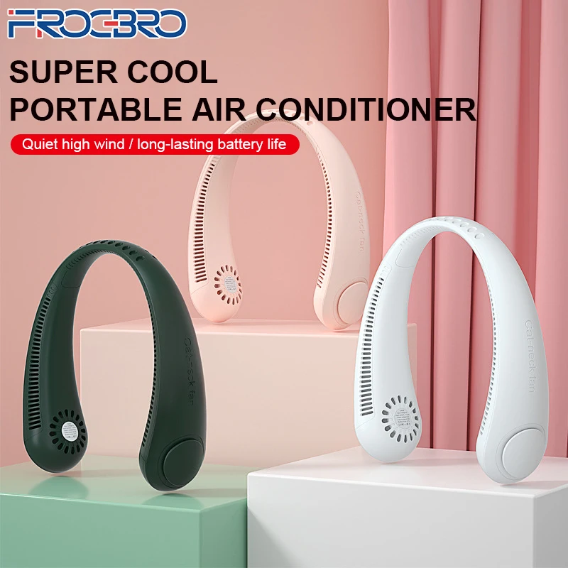 

FROGBRO Fan Neck Fan Portable Bladeless Fans Ac fan Personal Mini Fan Rechargable Fan USB Cooling Fan Pocket Sports Small Fan