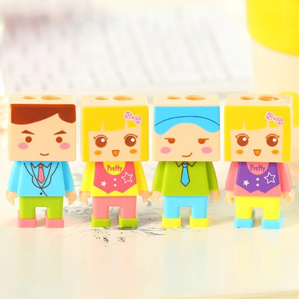 

1 шт. куклы Дизайн Двойные отверстия точилка для карандашей с ластик творческий квадратный детский подарок приз офисные школьные канцелярс...