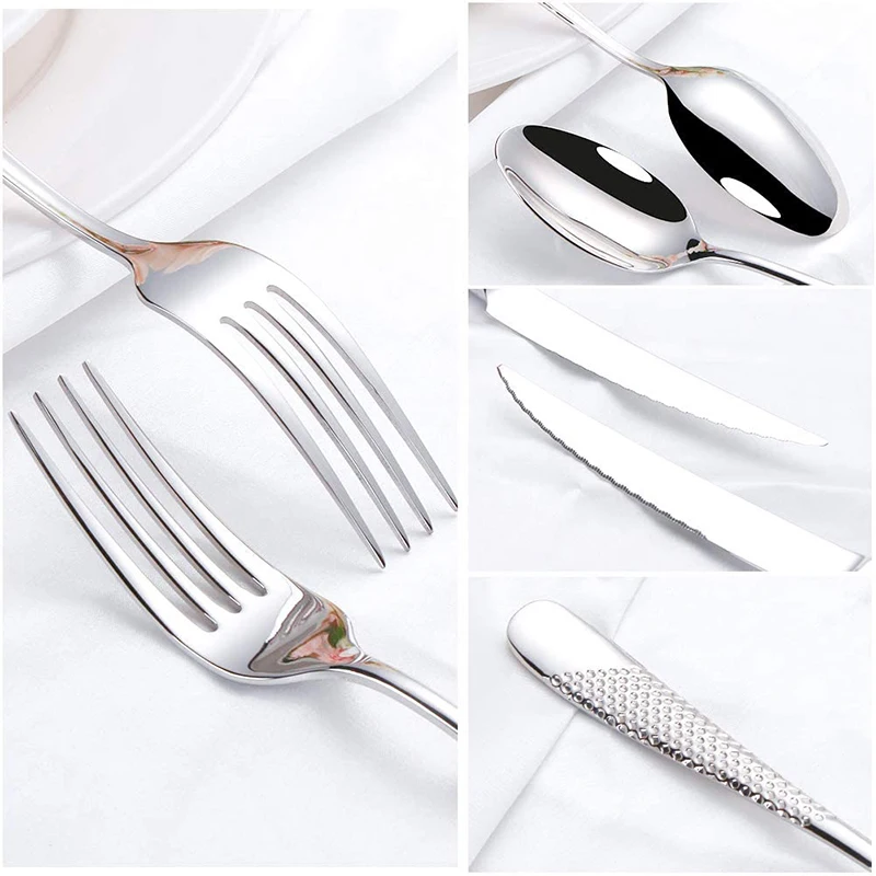 Набор столовых приборов из нержавеющей стали 304 роскошные серебряные набор